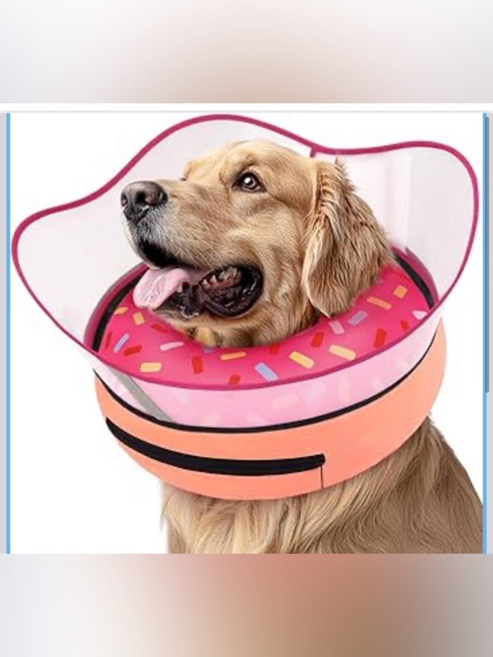 Pink Donut Inflatable Recovery Collar for Dogs - large :
